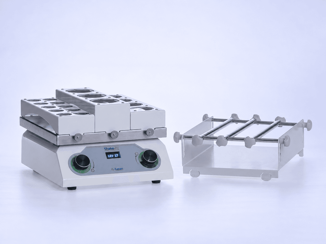 Shake-Rx shaking device with shaking tray